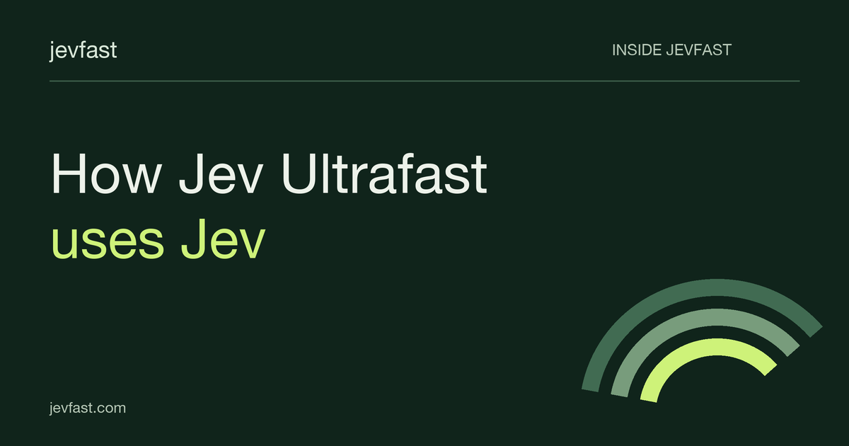 Dark card for How Jev Ultrafast uses Jev, with nested green sweeps